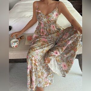 Floral Pink and Brown Jumpsuit